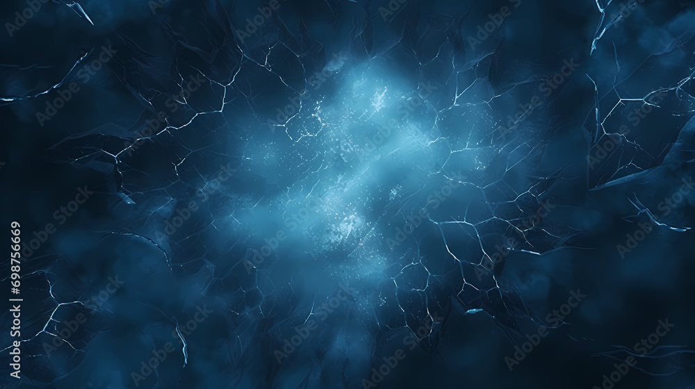 Ice winter background, black hole, crack texture blue wallpaper, PPT background - obrazy, fototapety, plakaty 