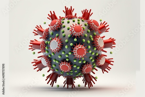 3D model of COVID-19 virus on a transparent background. Generative AI