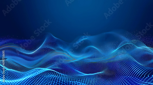 Abstract illustration of waves symbolizing huge amount of streaming data. Made in blue. © CozyDigital