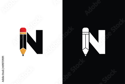 Letter S Pencil Logo Design. Letter S Pencil Vector Icon Graphic Illustration Background Template.