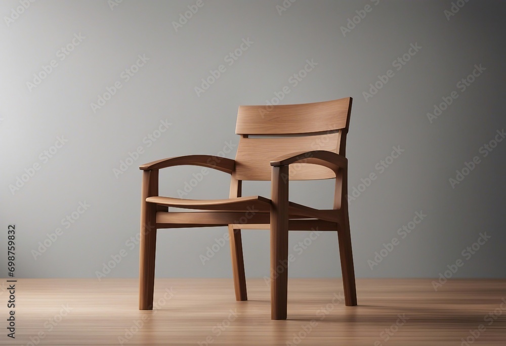 Modern wooden chair isolated on grey background Modern wooden chair isolated on grey background