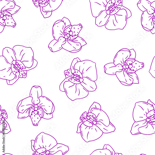 Pattern with orchid flowers. Beautiful decorative plants.