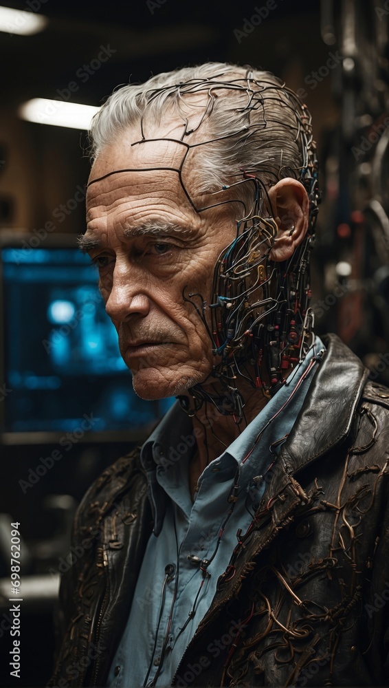 Concept of a combination of human and artificial intelligence Concept of a combination of human and artificial intelligence