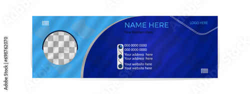 Title: Professional email signature templates, email footers, and personal social media cover templates with an author photo in a stylish, modern design