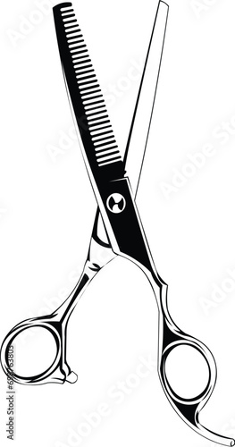 Cartoon Black and White Isolated Illustration Vector Of Hairdressing Scissors 