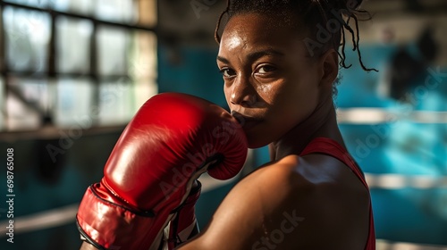 a woman in a boxing ring