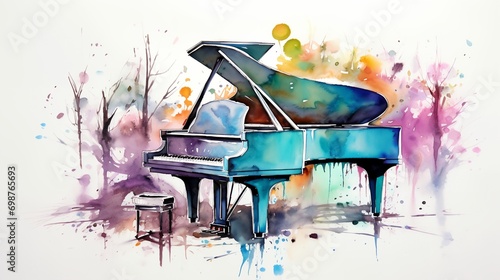 A painting of a piano photo