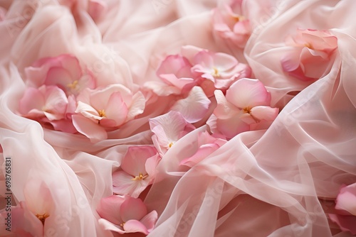 Rose petals on a gauze veil © FrankBoston