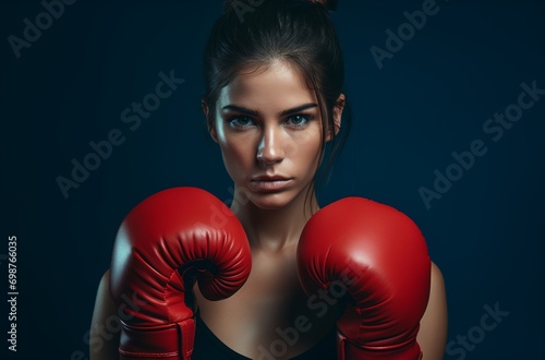 Young woman wearing boxing gloves © progressman
