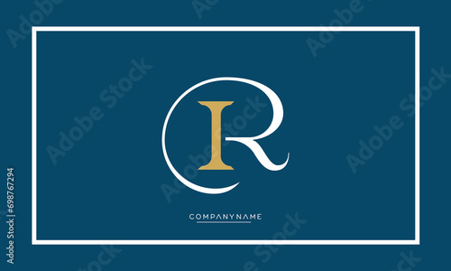 Alphabet letters RI or IR logo monogram