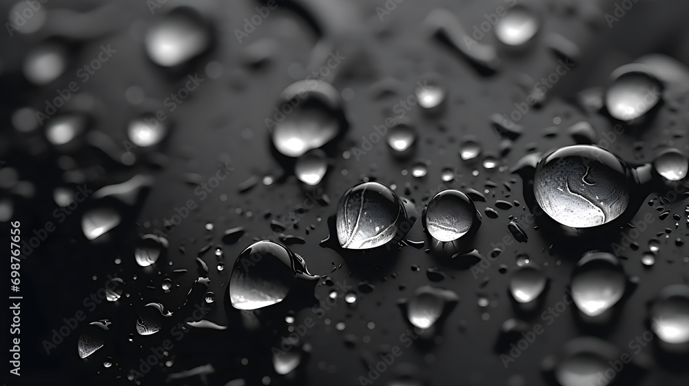 Macro Droplets on Sleek Surface Background
