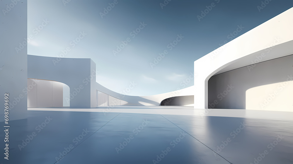3d render of abstract futuristic architecture with empty concrete floor
3d render of abstract futuristic architecture with empty concrete floor