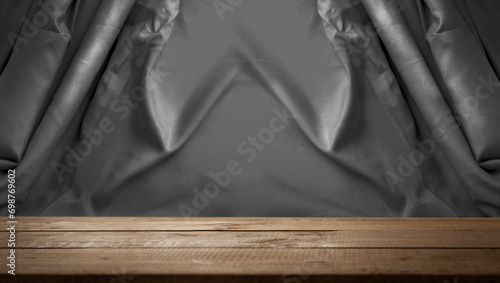 empty wooden table on dark background. Empty space to display your products.
