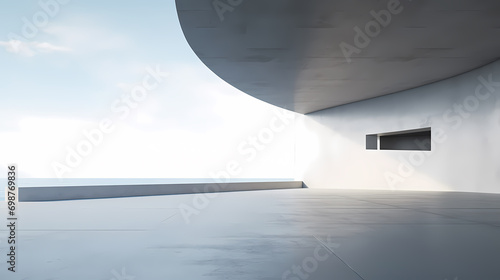 3d render of abstract futuristic architecture with empty concrete floor  © c