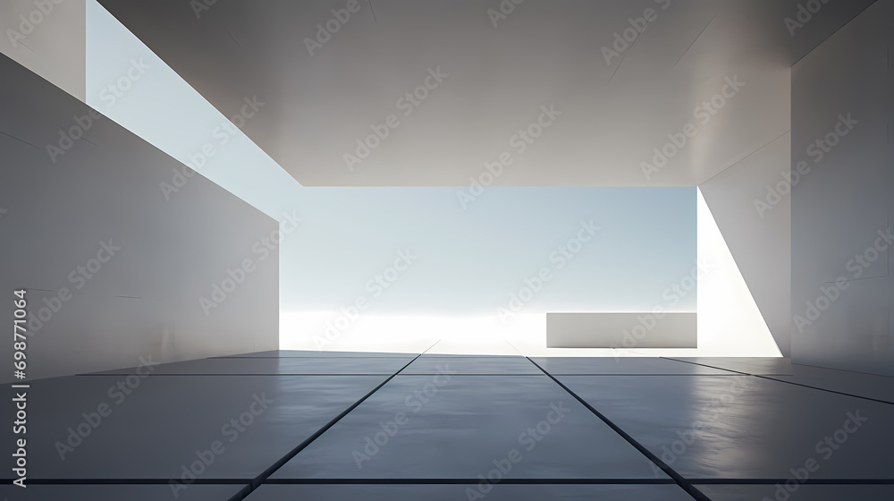 3d render of abstract futuristic architecture with empty concrete floor 3d render of abstract futuristic architecture with empty concrete floor