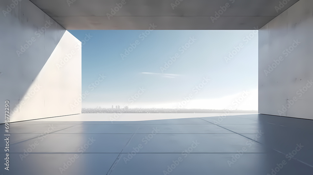 3d render of abstract futuristic architecture with empty concrete floor 3d render of abstract futuristic architecture with empty concrete floor