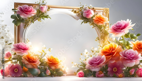 Beautiful floral frame for congratulations on Valentine's Day, Mother's Day, wedding card,
