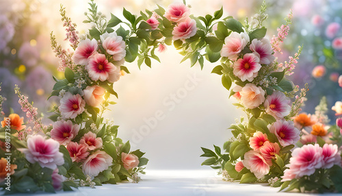 Beautiful floral frame for congratulations on Valentine s Day  Mother s Day  wedding card 