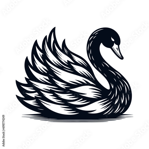 Fototapeta Naklejka Na Ścianę i Meble -  elegant black swan vector sketch
