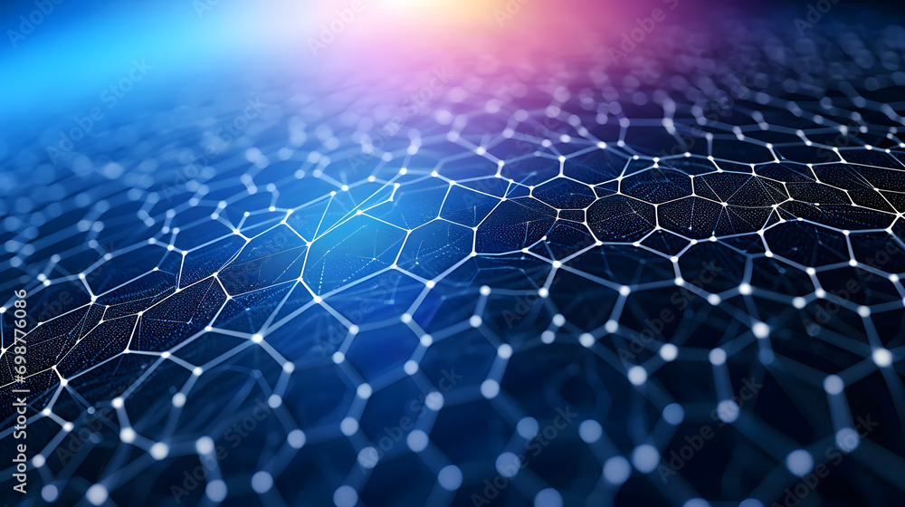 Technology background with white hexagons or honeycombs on blue and red gradient background. Symbolizing block of data Technology background with white hexagons or honeycombs on blue and red gradient background. Symbolizing block of data