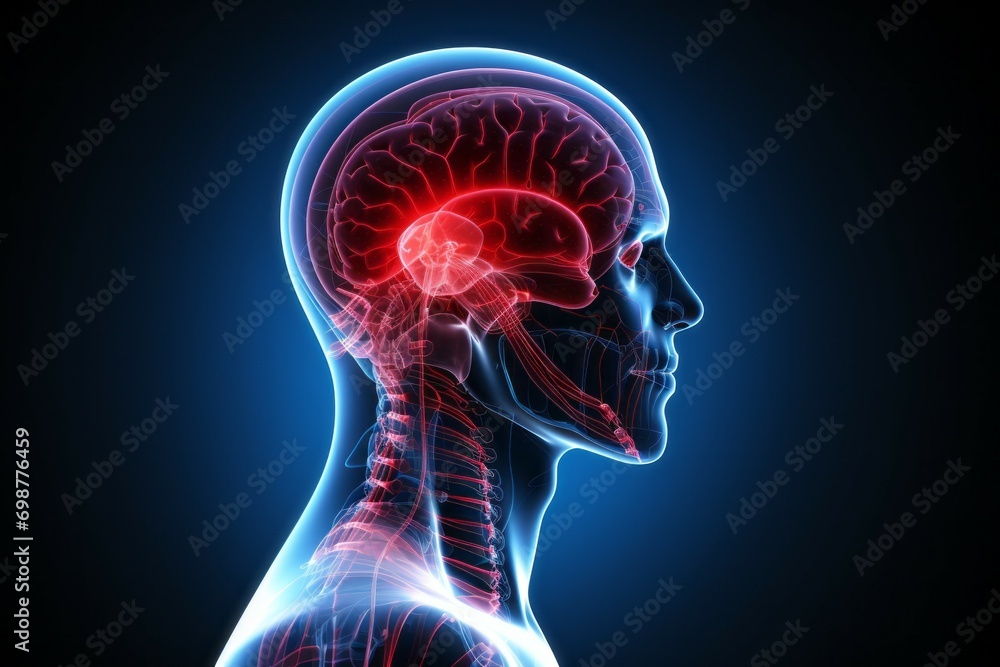 Hologram of the human brain. Background with selective focus and copy space Hologram of the human brain. Background with selective focus and copy space