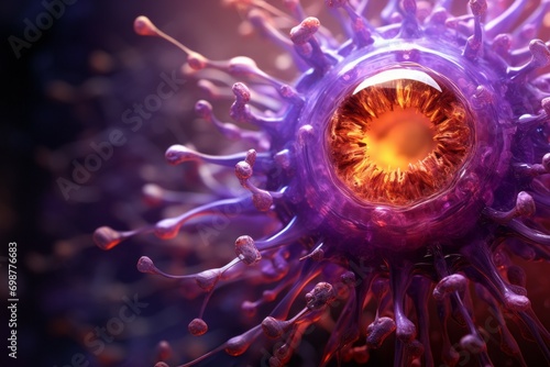 Virus infected by virus. Background with selective focus and copy space photo