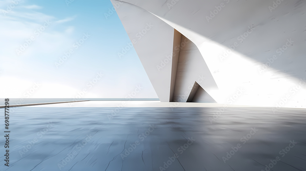 Fototapeta premium 3d render of abstract futuristic architecture with empty concrete floor