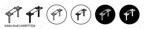 electric power pole symbol icon. electricity power supply power grid outline illustration 