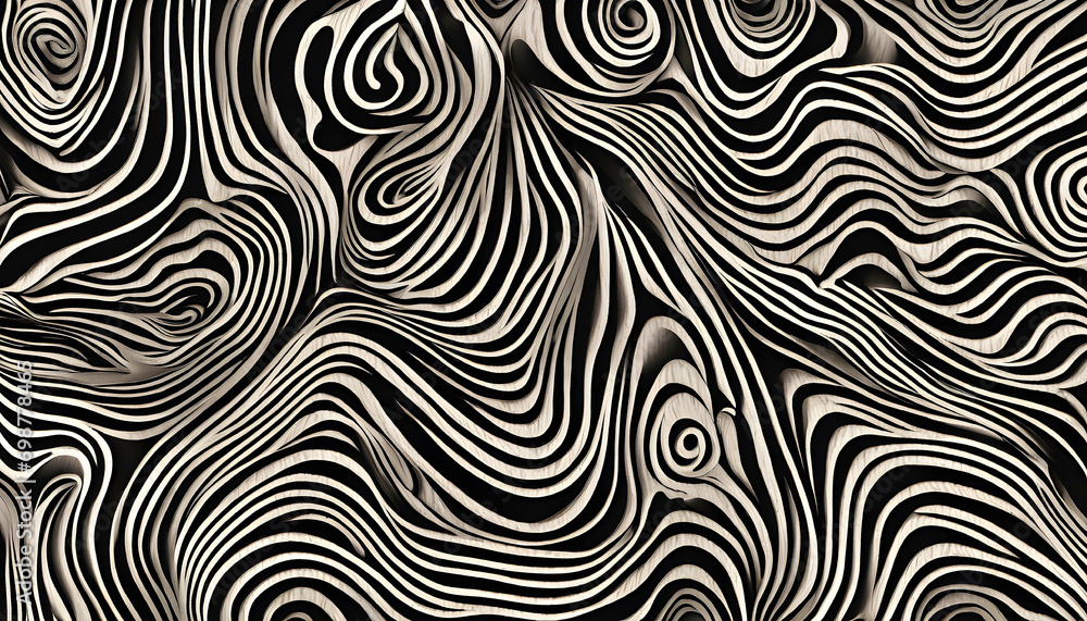 Abstract Black and White Swirling Patterns