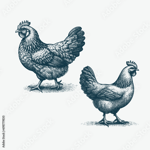 Handdrawn illustration of two Chicken