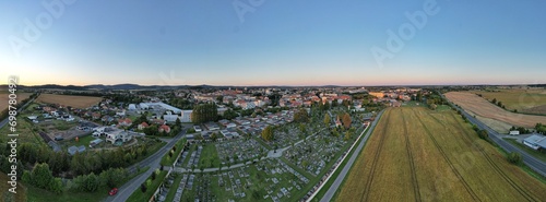 defaultJicin and its historical city center buildings and town tower of fortification walls system and cathedral aerial panorama landscape view,Bohemia,Czech republic © Semi