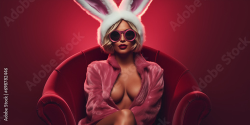 pretty sexy woman with bunny ears photo