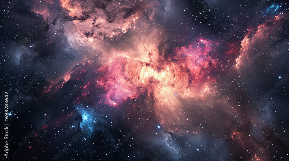 Cosmic Bokeh Background with Deep Space and Nebulae 