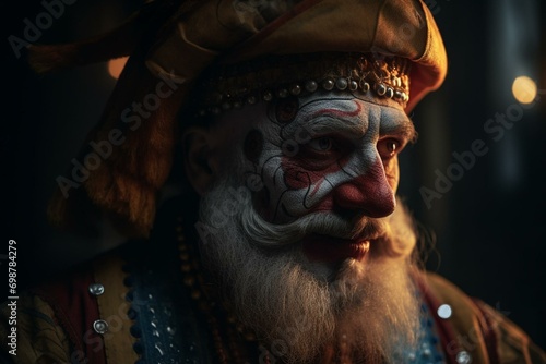 A traditional Russian clown or jester. Generative AI