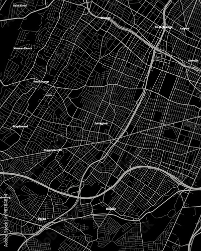 Irvington New Jersey Map, Detailed Dark Map of Irvington New Jersey photo