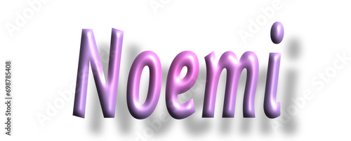 Noemi - pink color - female name - lettering - embossed tubular font, transparent background, holiday party design, vector project