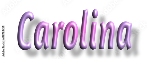 Carolina - pink color - female name - lettering - embossed tubular font, transparent background, holiday party design, vector project