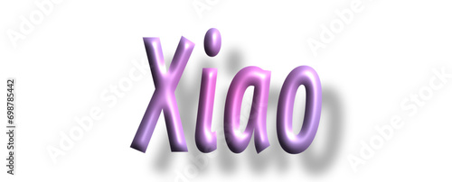 Xiao - pink color - female name - lettering - embossed tubular font, transparent background, holiday party design, vector project