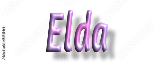 Elda - pink color - female name - lettering - embossed tubular font, transparent background, holiday party design, vector project