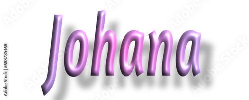 Johana - pink color - female name - lettering - embossed tubular font, transparent background, holiday party design, vector project