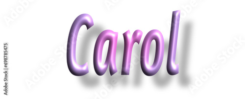 Carol - pink color - female name - lettering - embossed tubular font, transparent background, holiday party design, vector project