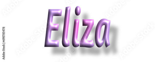 Eliza - pink color - female name - lettering - embossed tubular font, transparent background, holiday party design, vector project