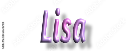 Lisa - pink color - female name - lettering - embossed tubular font, transparent background, holiday party design, vector project photo