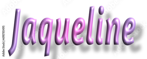 Jaqueline - pink color - female name - lettering - embossed tubular font, transparent background, holiday party design, vector project