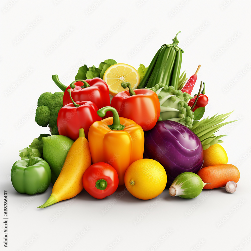Colorful mixed vegetables in a bountiful display. Colorful mixed vegetables in a bountiful display.