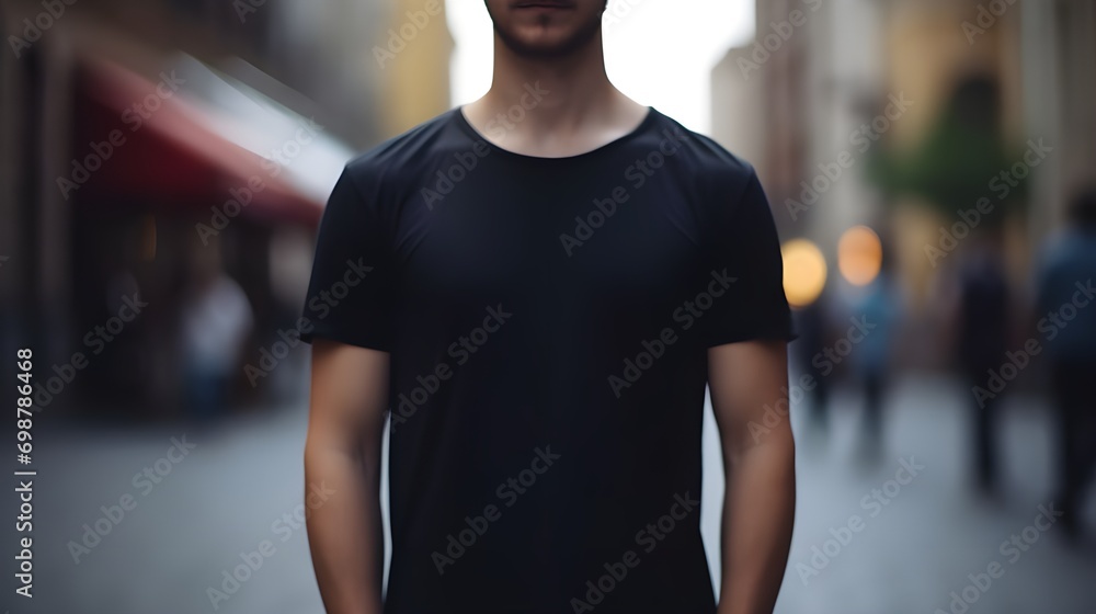 Young boy model shirt mockup, Boy wearing black t-shirt on street in daylight, Shirt Mockup Template on hipster adult for design print, Male guy wearing casual t-shirt mockup placement Young boy model shirt mockup, Boy wearing black t-shirt on street in daylight, Shirt Mockup Template on hipster adult for design print, Male guy wearing casual t-shirt mockup placement