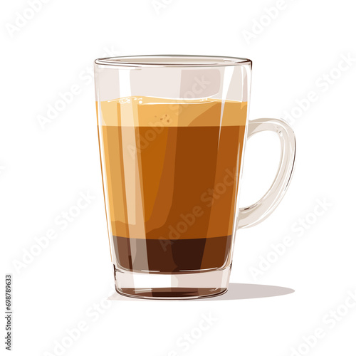 Glass of coffee on a white background, minimalist vector