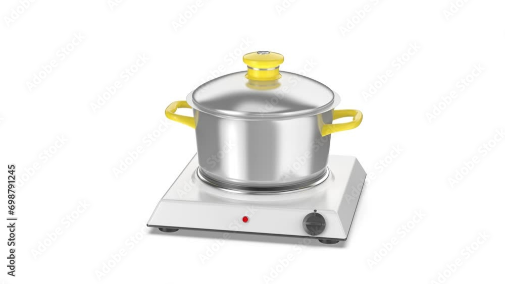 Hot plate with cooking pot on white background Hot plate with cooking pot on white background