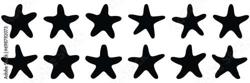 Starfish silhouettes set, large pack of vector silhouette design, isolated white background