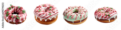 Peppermint Donut Hyperrealistic Highly Detailed Isolated On Transparent Background Png File